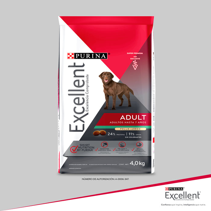 Purina® Excellent® Complete Pollo y Arroz, Alimento Seco Adultos, bulto de 20kg