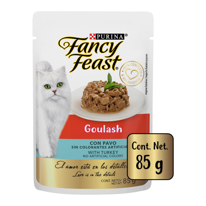 Purina® Fancy Feast® Goulash Pavo Alimento Húmedo para gatos adultos (paquete con 12 sobres)