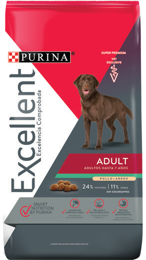 Purina® Excellent® Complete Pollo y Arroz, Alimento Seco Adultos, bulto de 4kg