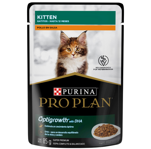 Purina® Pro Plan® Kitten, Alimento húmedo Pollo en Salsa (paquete de 24 sobres)