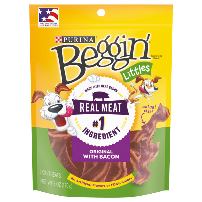 Purina® Beggin' Strips® Beef Bacon Littles Snacks para perro (paquete con 4 sobres)