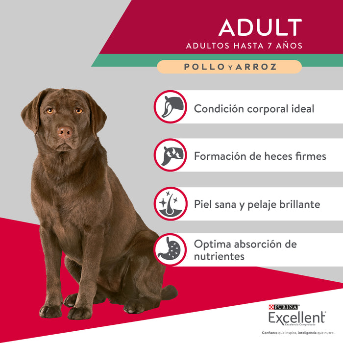 Purina® Excellent® Complete Pollo y Arroz, Alimento Seco Adultos, bulto de 4kg