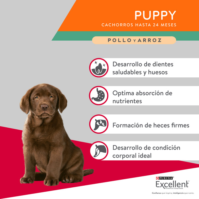 Purina® Excellent® Complete Pollo y Arroz, Alimento Seco Cachorro Razas pequeñas, bulto de 20kg