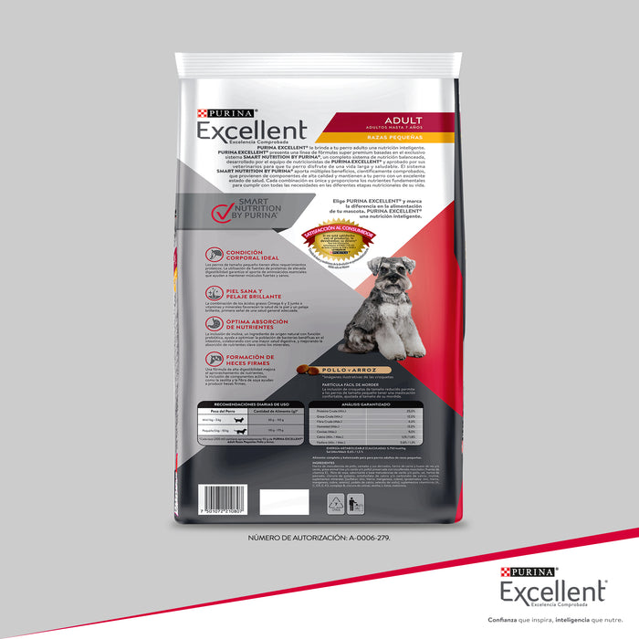 Purina® Excellent® Complete Pollo y Arroz, Alimento Seco Adultos Razas pequeñas, bulto de 7.5kg
