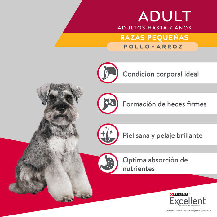 Purina® Excellent® Complete Pollo y Arroz, Alimento Seco Adultos Razas pequeñas, bulto de 7.5kg