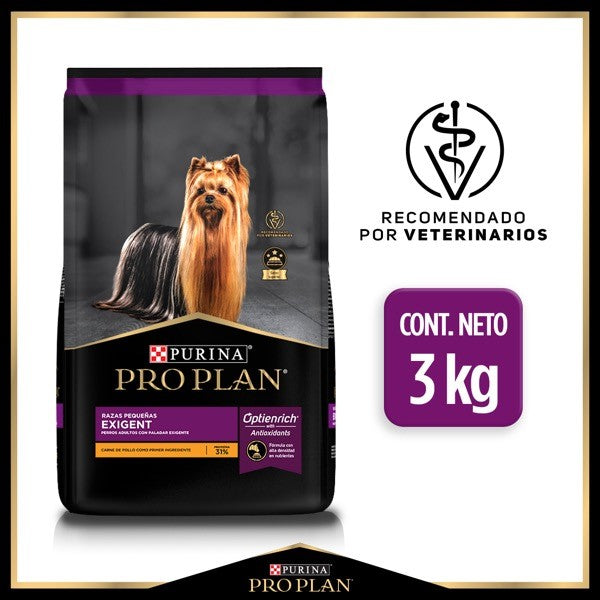 Purina® Pro Plan® Exigent Razas Pequeñas, Alimento Seco OptiEnrich Pollo, bulto de 3kg