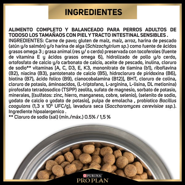 PURINA® PRO PLAN®SENSITIVE SKIN AND STOMACH PERRO TODAS LAS RAZAS 3.5 KG