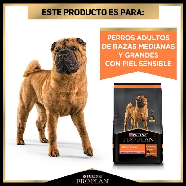 Purina® Pro Plan® Sensitive Skin Adult Razas Medianas y Grandes, Alimento Seco OptiDerma Salmón, bulto de 3kg