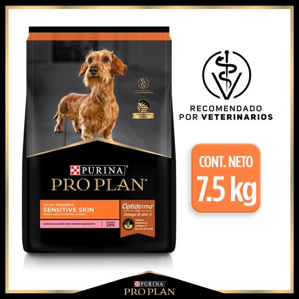 Purina® Pro Plan® Sensitive Skin Adult Razas Pequeñas, Alimento Seco OptiDerma Salmón, bulto de 7.5kg