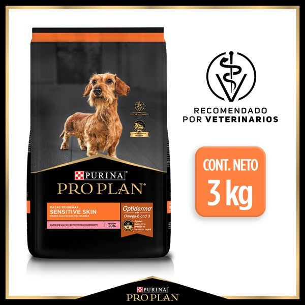 Purina® Pro Plan® Sensitive Skin Adult Razas Pequeñas, Alimento Seco OptiDerma Salmón, bulto de 3kg