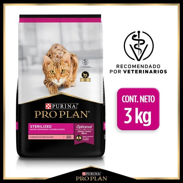 Purina® Pro Plan® Gato Sterilized, Alimento Seco OptiRenal Pollo, bulto de 3kg