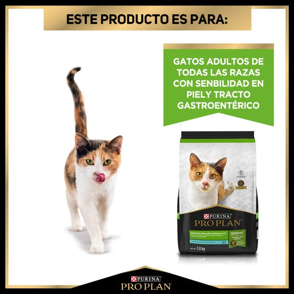 PURINA ®PRO PLAN® SENSITIVE SKIN AND STOMACH GATO  TODAS LAS RAZAS 3 KG