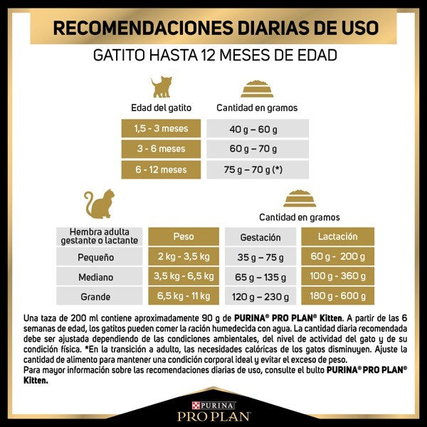 Purina® Pro Plan® Kitten, Alimento Seco OptiStart Pollo, bulto de 3kg