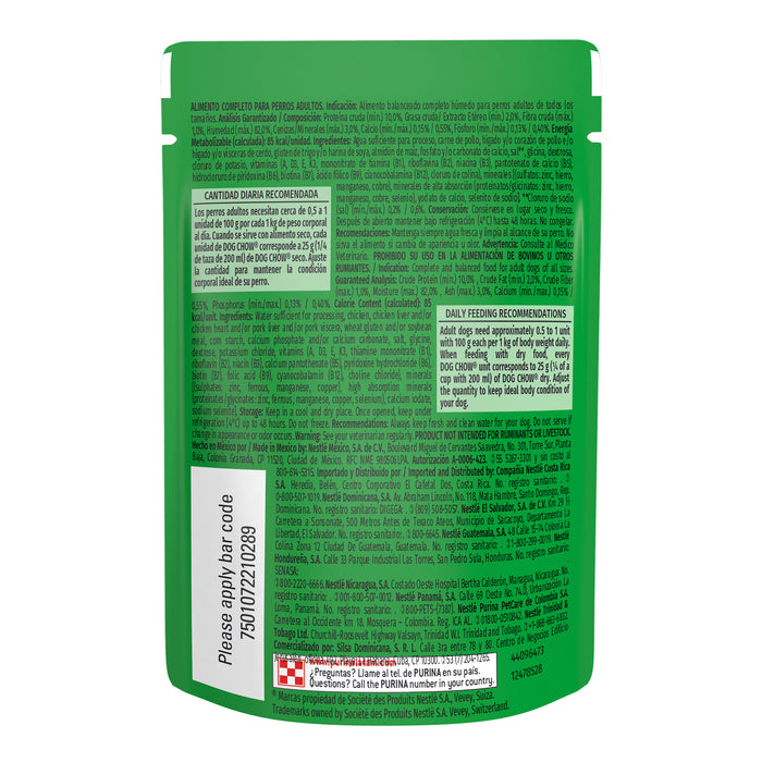 Purina® Dog Chow® Pollo Alimento Húmedo Adultos Todos Los Tamaños (paquete de 20 sobres)
