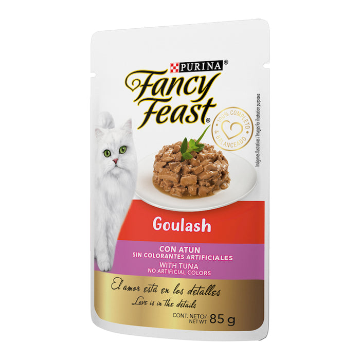 Purina® Fancy Feast® Goulash Atún Alimento Húmedo para gatos adultos, (paquete con 12 sobres)