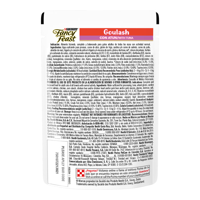 Purina® Fancy Feast® Goulash Atún Alimento Húmedo para gatos adultos, (paquete con 12 sobres)