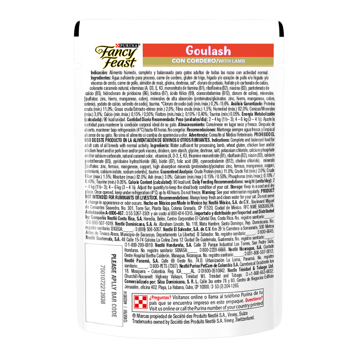 Purina® Fancy Feast® Goulash Cordero Alimento Húmedo para gatos adultos (paquete con 12 sobres)