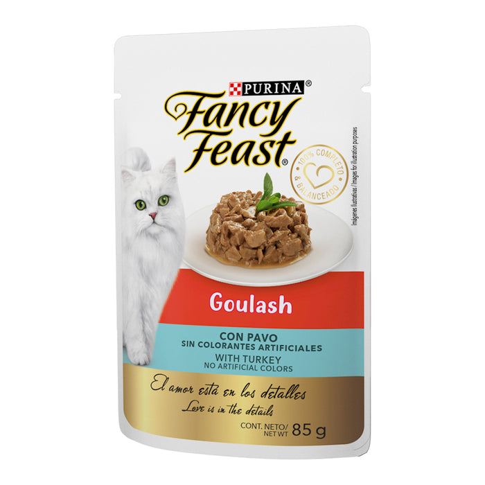 Purina® Fancy Feast® Goulash Pavo Alimento Húmedo para gatos adultos (paquete con 12 sobres)