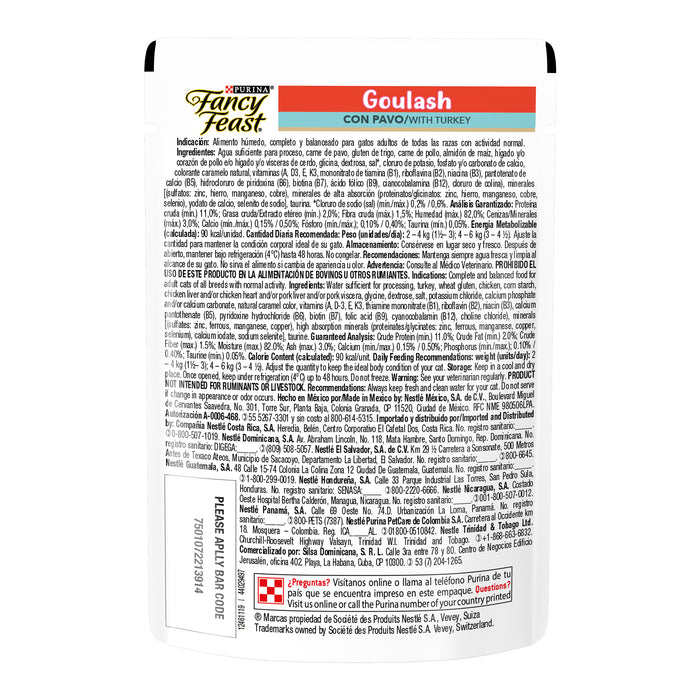 Purina® Fancy Feast® Goulash Pavo Alimento Húmedo para gatos adultos (paquete con 12 sobres)