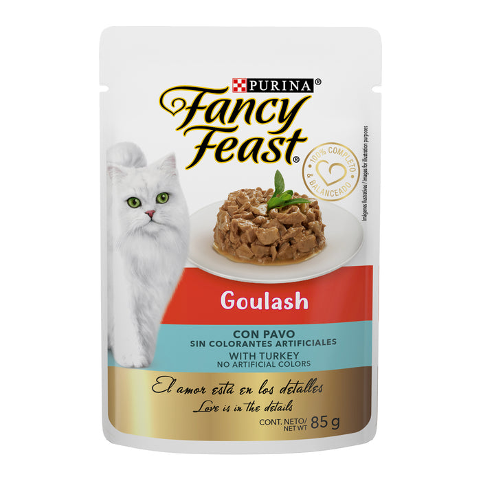 Purina® Fancy Feast® Goulash Pavo Alimento Húmedo para gatos adultos (paquete con 12 sobres)