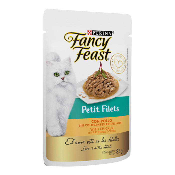 Purina® Fancy Feast® Petit Filets Pollo Alimento Húmedo para gatos adultos (paquete de 12 sobres)