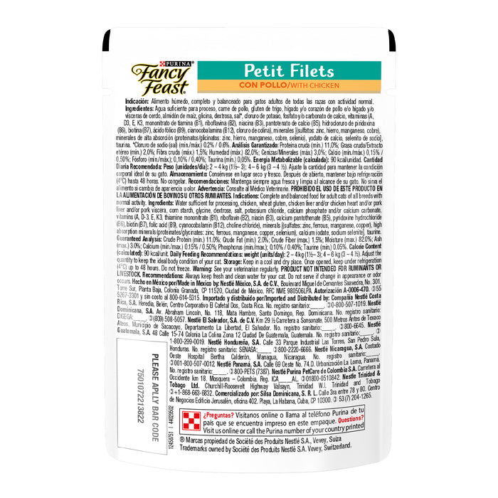 Purina® Fancy Feast® Petit Filets Pollo Alimento Húmedo para gatos adultos (paquete de 12 sobres)