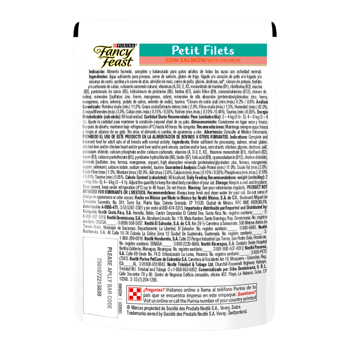 Purina® Fancy Feast® Petit Filets Salmón Alimento Húmedo para gatos adultos (paquete de 12 sobres)