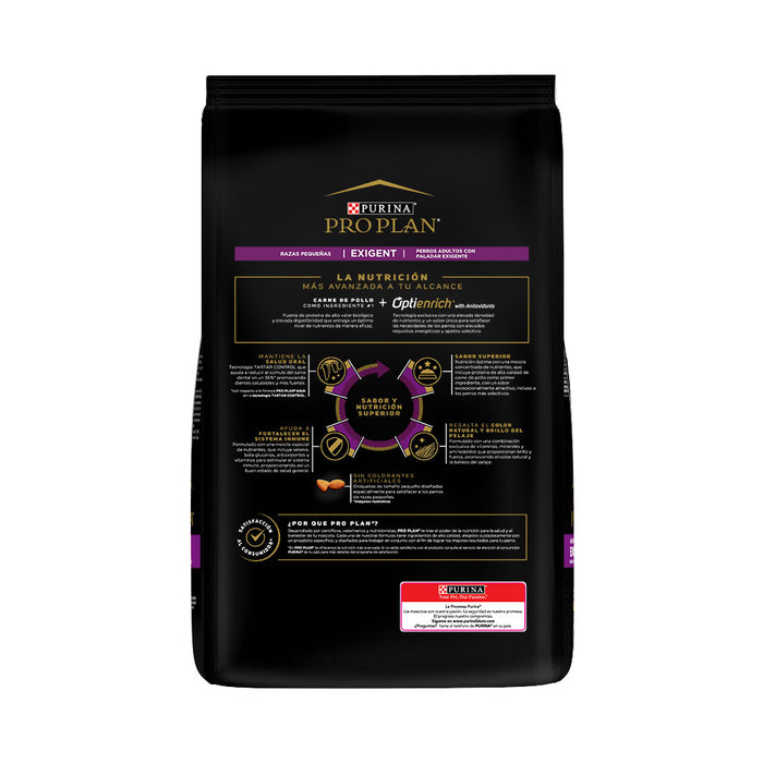 Purina® Pro Plan® Exigent Razas Pequeñas, Alimento Seco OptiEnrich Pollo, bulto de 7.5kg