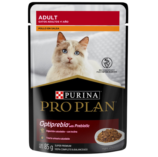 Purina® Pro Plan® Gato Adulto, Alimento húmedo Pollo en salsa (paquete de 24 sobres)